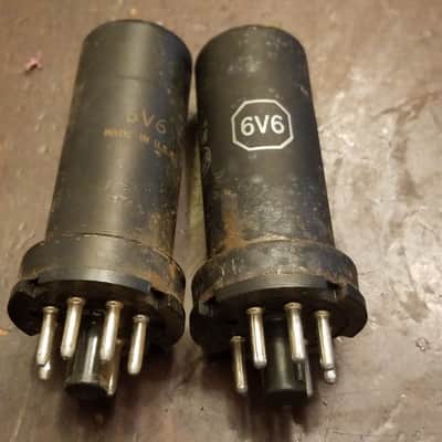 RCA Matched Pair (2) 6V6 Beam Power tNOS AT1000 TESTED Vacuum Tubes metal Audio 1946-1952 image 1