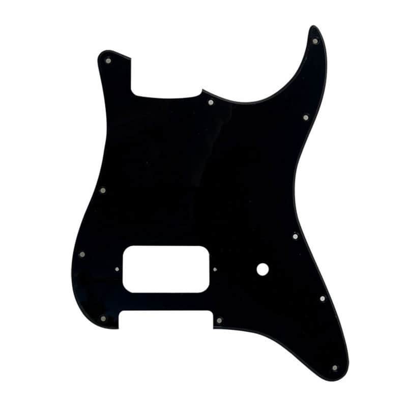 11-Hole Single Humbucker Strat Pickguard - 1-Ply Black image 1