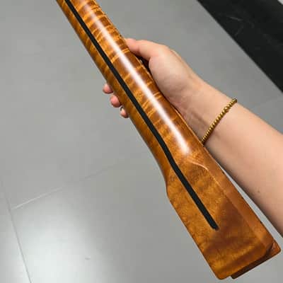 Bone nut Tele Round-head stainless steel Roasted flame Maple Electric Guitar Neck 22 frets hole 10mm image 10