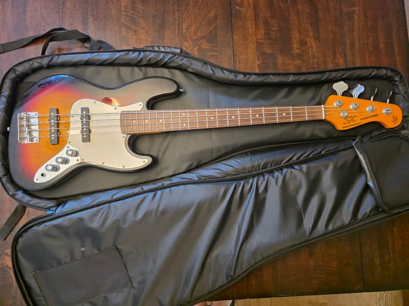SX Vintage Series SJB-62 Short Scale Jazz Bass - 3-tone Sunburst image 1