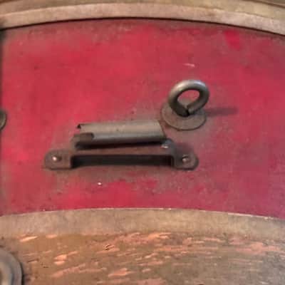 Slingerland 8 x 26" Radio King Marching Bass Drum Vintage 30's 40's Red w American Eagle image 9