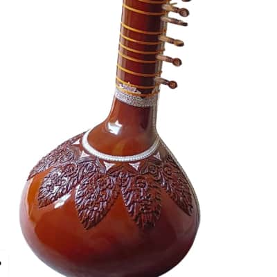 Sitar Gulab Patta Indian Brown Sitar 7 Main String 13 Vibration With Bag Musical Instruments Gift For Professional Player and Beginners image 7