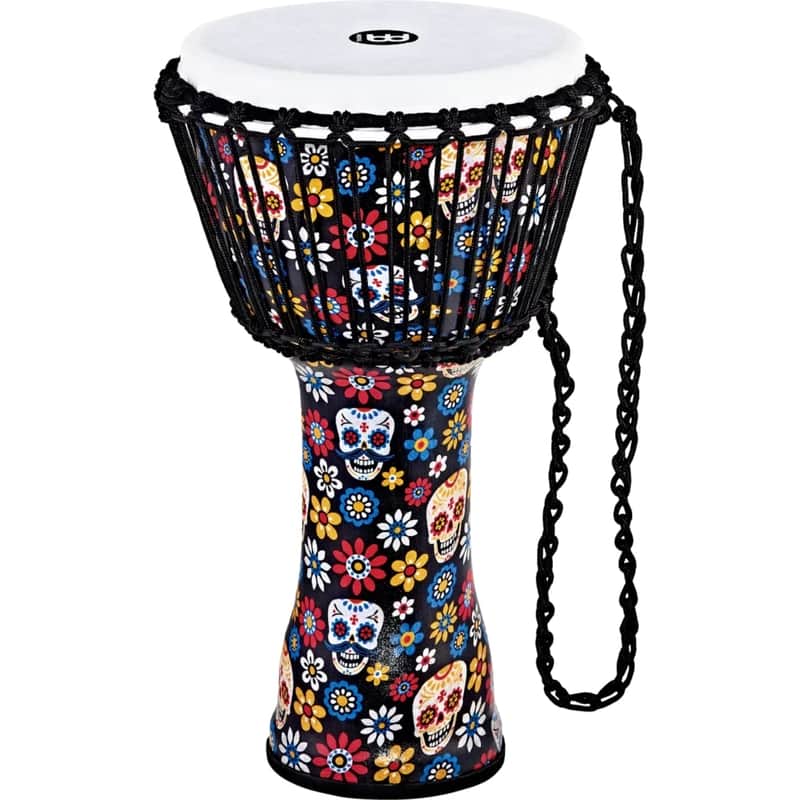 Meinl Percussion Travel Series Djembe, 10" Medium Rope Tuned, Day of the Dead Finish (PADJ7-M-F) image 1