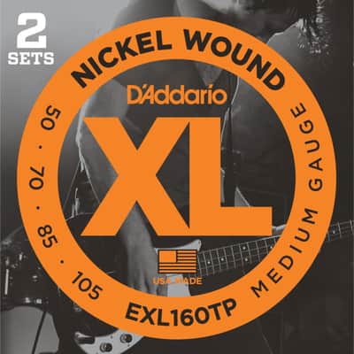 D'Addario Bass Strings XL 50-105 2 Sets 050-070-085-105, EXL160TP - String Set for 4 String Bass Guitar image 1