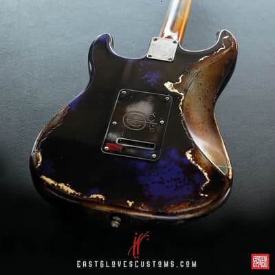 Fender Stratocaster “Midnight Monarch” Purple Gold Leaf Accents Heavy Aged Relic by East Gloves Customs [$550 Off! Limited Time Only!] image 8