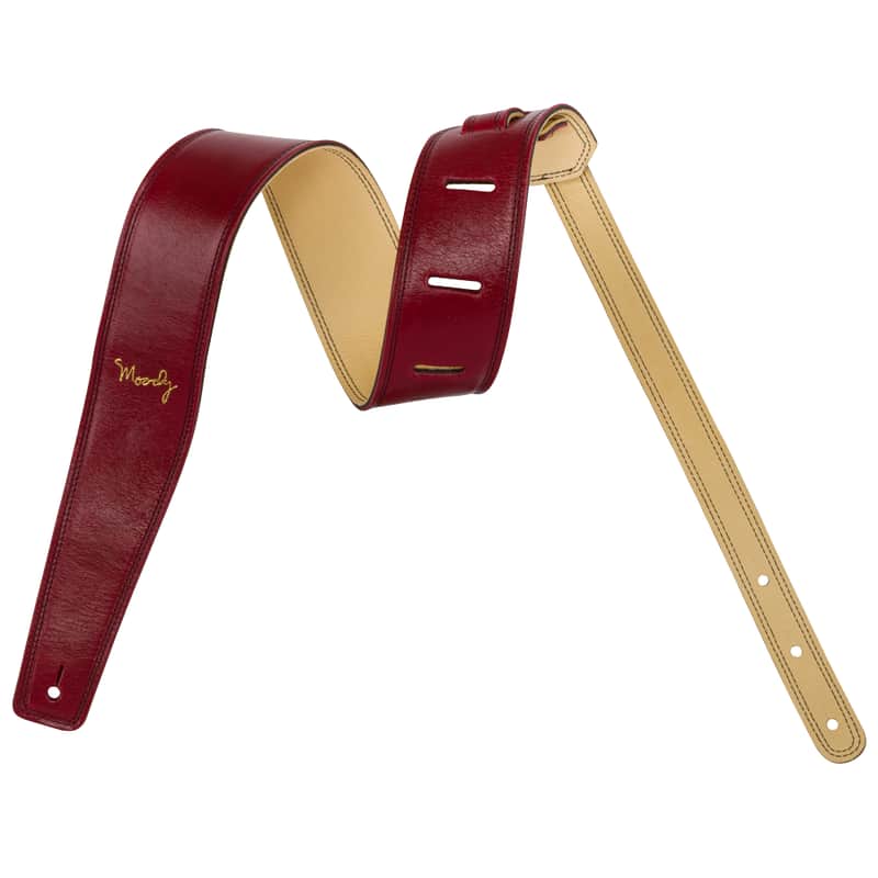 2.5" Distressed Leather Backed Guitar Strap - Red/Cream Extra Long (adjusts from 53" - 60") + $30.00 image 1