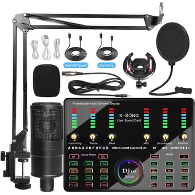 Sound Card Mobile Phone Bluetooth K Song Microphone Condenser Wireless Microphone Sound Card Dedicated Full Set image 7