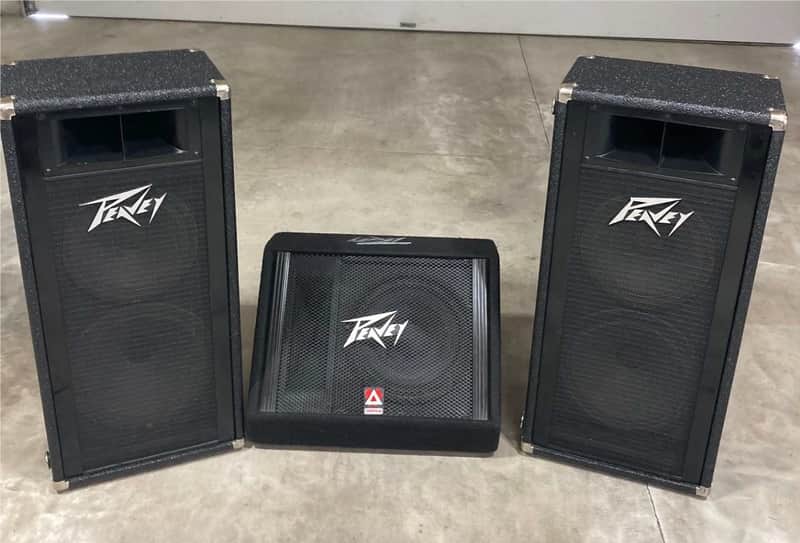 $200 for all 3: 2 each Peavey speakers 1210HS and 1 each TLM 112 Mid 1990s - 1210s = Hard cabinet-tolex covering TLM 112=carpet image 1