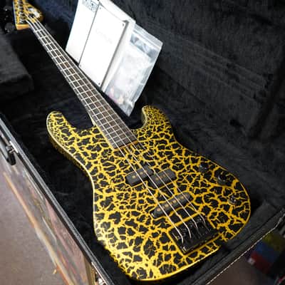 Schecter USA CUSTOM SHOP Model-T Black/Gold Satin Crackle 4-String Electric Bass Guitar w/ Black Tolex Case (2025) image 4