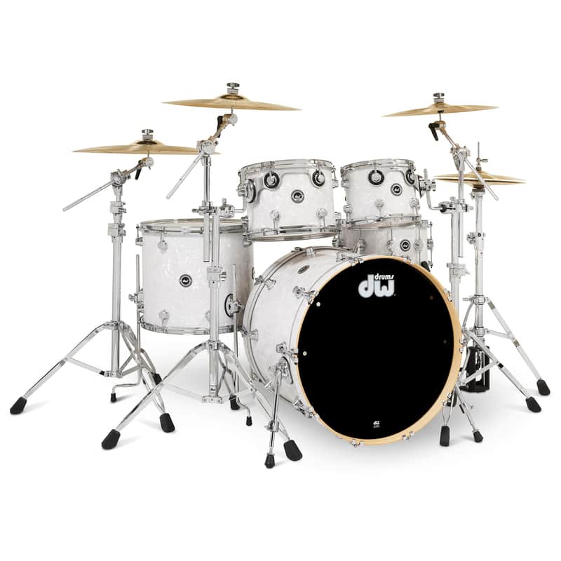 Drum Workshop DWe 5-Piece Drum Kit Bundle - White Marine Pearl Finish Ply image 1