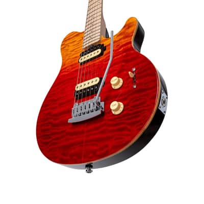 Sterling by Music Man Axis Guitar, Quilted Maple, Spectrum Red image 2
