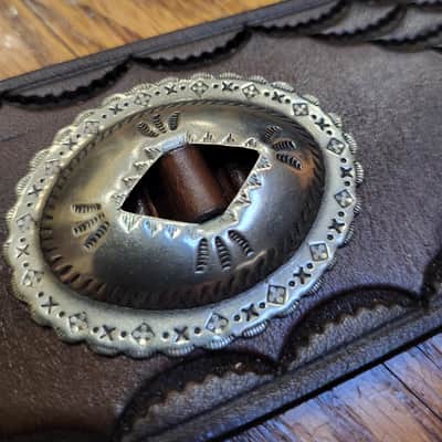 Handmade High Quality Leather and Genuine Silver Guitar Strap New - Brown image 4