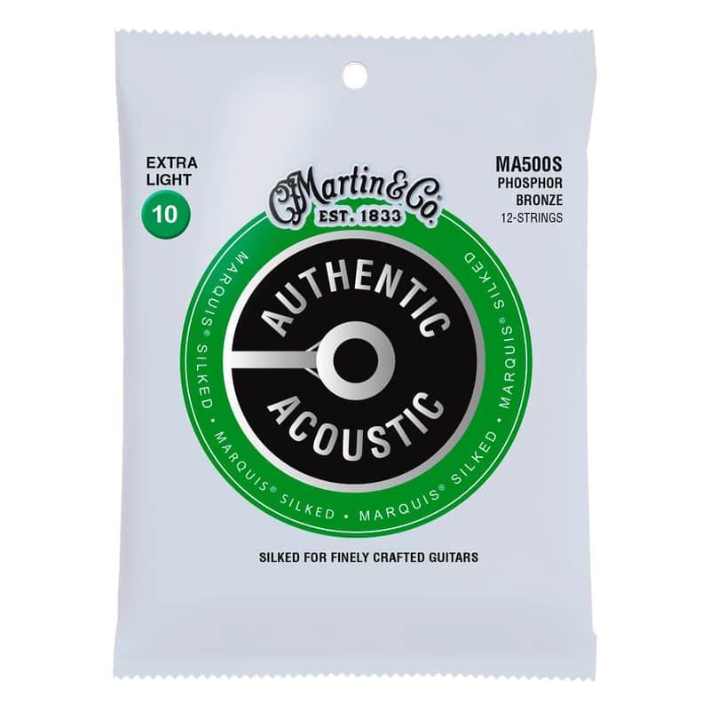 Martin MA500S Authentic Acoustic Marquis Silked Phosphor Bronze 12-String Acoustic Guitar Strings - Extra Light (.10 - .47) image 1