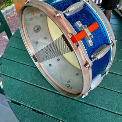 Gretsch 5”x 14” Snare Drum 4157 Repurposed 1960s - Blue Sparkle Wrap image 14