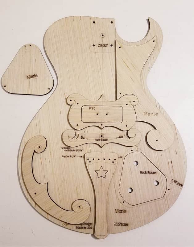 Guitarsbydesign Bigsb Merle Style Guitar Body Template 2019 Natural image 1