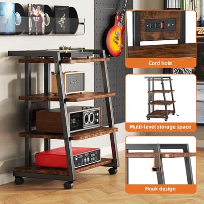 Mobile Studio Stand with Outlets and 4 Rolling Caster Wheels image 6