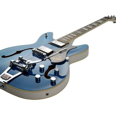 Hagstrom HSVVIKDL77 Electric Guitar, Tremar Viking Deluxe, Cloudy Seas image 2