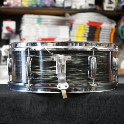 1960s Japan Del-Rey 5.5x14" Mahogany Snare Drum w/ Rings - Black Osyter image 12