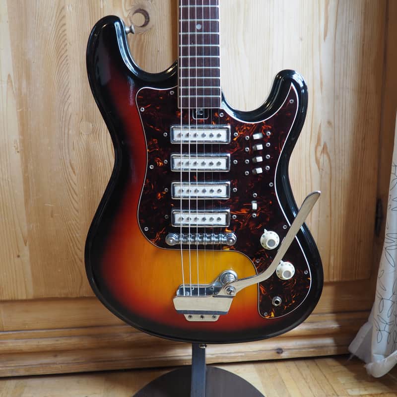 VIDEO! 1970s Japan Sakai (Teisco-ish) "Hertiecaster" guitar - pro Setup, player ready image 1