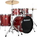 Ludwig Accent 5-piece Complete Drum Set with 22 inch Bass Drum and Wuhan Cymbals - Red Sparkle