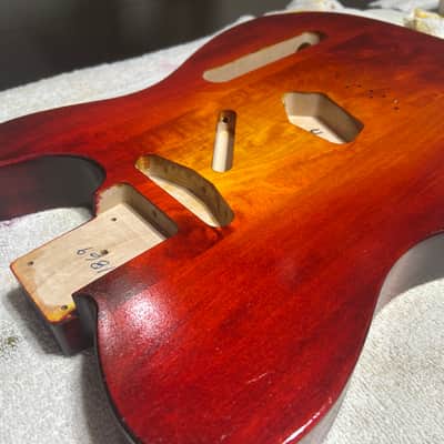 Cherry Burst Basswood T-style guitar body - Made in USA! image 4