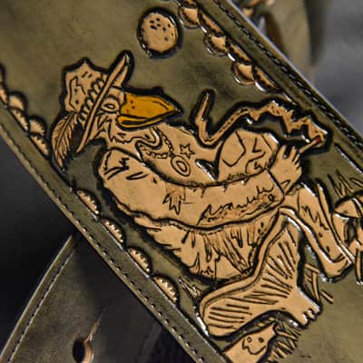 Guitar Leather strap 3.5" Black Crowes this is custom but will show anything can go on a strap image 4