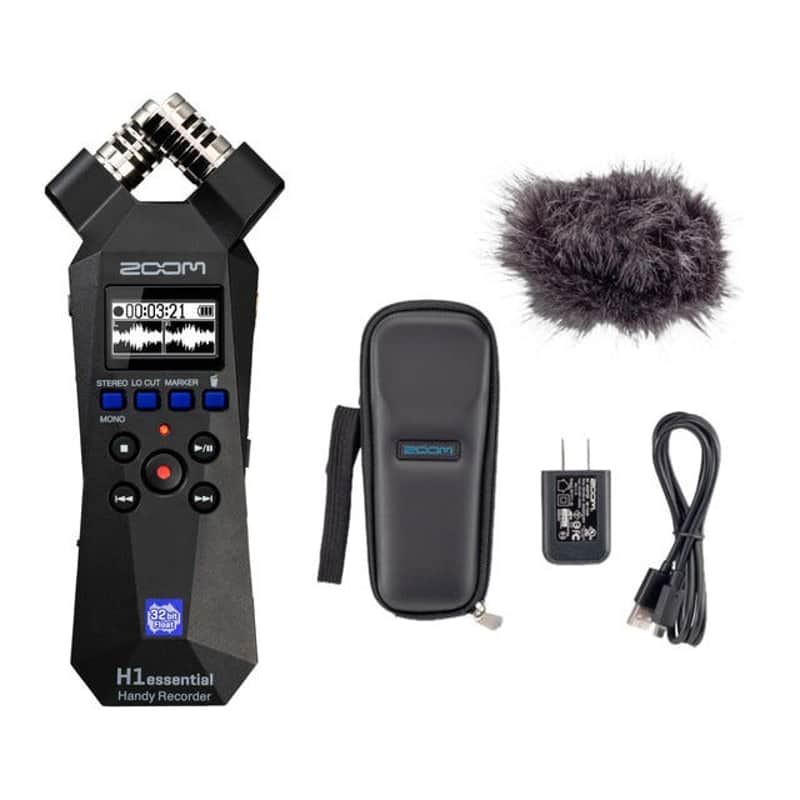 Zoom H1essential 2-Track 32-Bit Float Portable Audio Recorder with Zoom APH-1e Accessory Pack, 32GB microSD Card and 5x AAA Batteries image 1