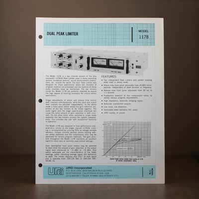 Urei original operating instructions and product sheet for dual peak limiter 1178. image 2