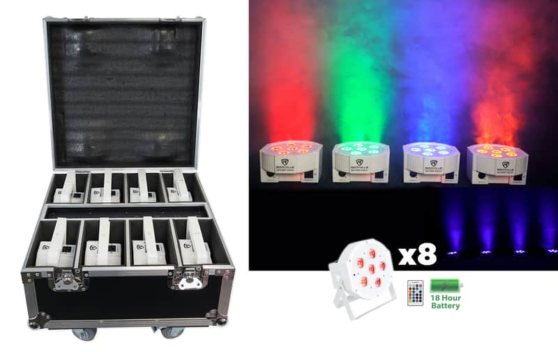 Rockville BATTERY PAR PACK 61 V2 White 8) Rechargeable Wash Lights+Charging Case image 1