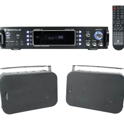 Rockville Home Theater Bluetooth Receiver +(2) 6.5" Black Speakers w/Swivel Brackets image 1