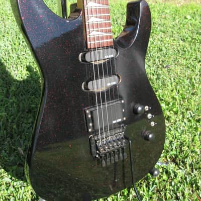 1980's Kaman Applause GTX 23 Black/Red metallic flake electric guitar made in Korea RARE image 1