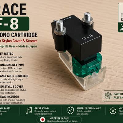 Grace F-8 MM Phono Cartridge w/ Green Stylus Cover & Screws Tested image 1