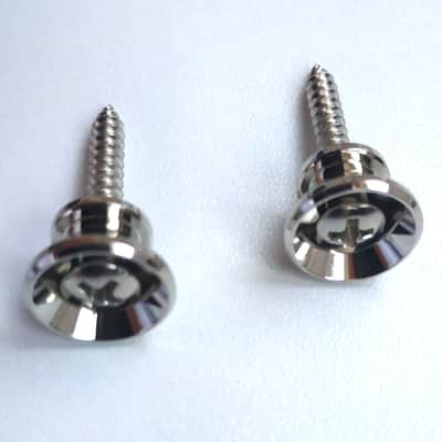 2 small Stratocaster Style Nickel Strap Buttons + screws image 3