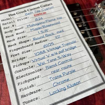 Grosh Bent Top Custom 2003 - great playing and sounding boutique guitar image 3