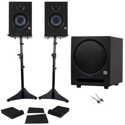 2 Presonus Eris 3.5 2nd Gen 3.5" Studio Monitors+Stands+8" Subwoofer w/Bluetooth image 1