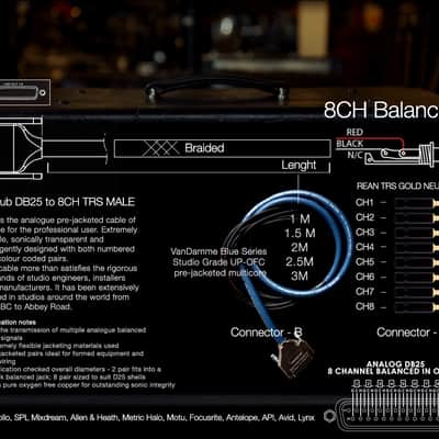 D-Sub DB25 Multicore 8 Way Studio Grade Analog Cable Loom 1M (Balanced TRS Male Gold ) Van Damme image 12