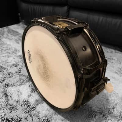 Pork Pie 5x12 inch Maple Snare in Transparent Black Finish & Black Chrome Hardware (2004) image 12
