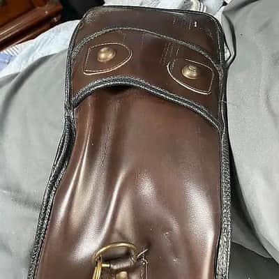 Manny's Victoria Luggage Premium Faux Leather Gig Bag.. fits Casino, Gibson Es bodies 1960s-1970s - Faux Leather Brown.. Green padded Felt liner image 13