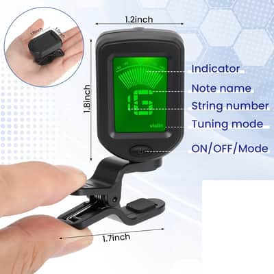 3 Pcs Guitar Tuner, Clip on Tuner with Chromatic Modes, Digital Electronic Clear LCD Display, 360 Degree Rotation for Acoustic/electric Guitar, Ukulele, Bass, Violin, Banjo, Mandolin image 2