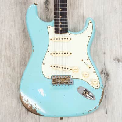 Fender Custom Shop Limited Edition 1964 L-Series Stratocaster Heavy Relic Guitar, Aged Daphne Blue image 2