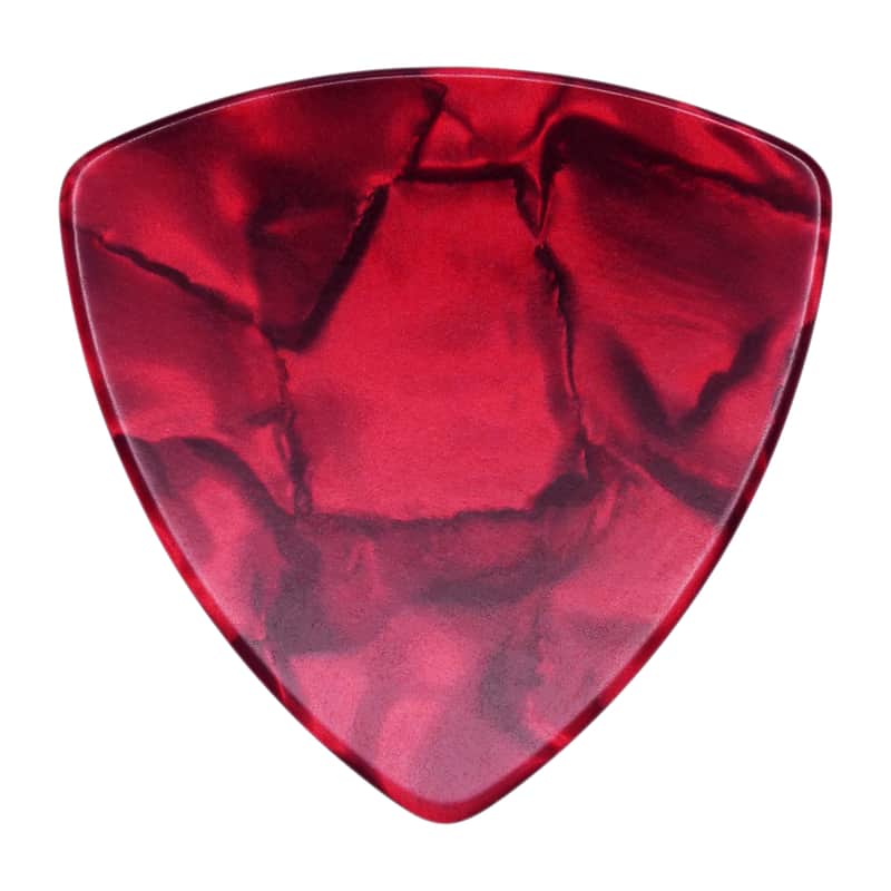 Celluloid Red Pearl Guitar Or Bass Pick - 0.71 mm Medium Gauge - 346 Rounded Triangle Shape - 6 Pack image 1