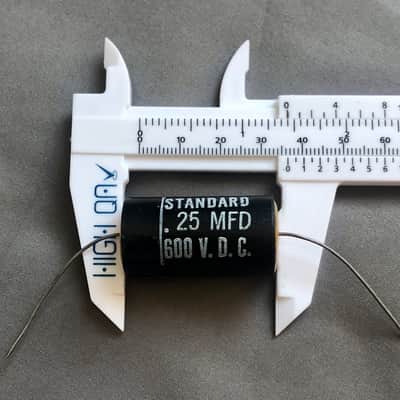 STANDARD .25 uF 600V Black Mylar Tone Capacitor, Test good, 1970s NOS image 2