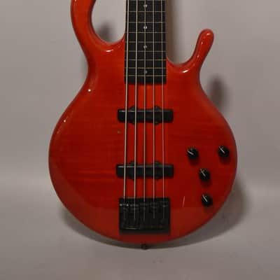 1990 Pedulla MVP-5 Bass Fretless Conversion 5-String Red w/HSC image 2