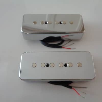 Silver Dollar, P90 Soap Bar Neodymium Handmade pickup  set NECK + BRIDGE / Coil Tap image 1