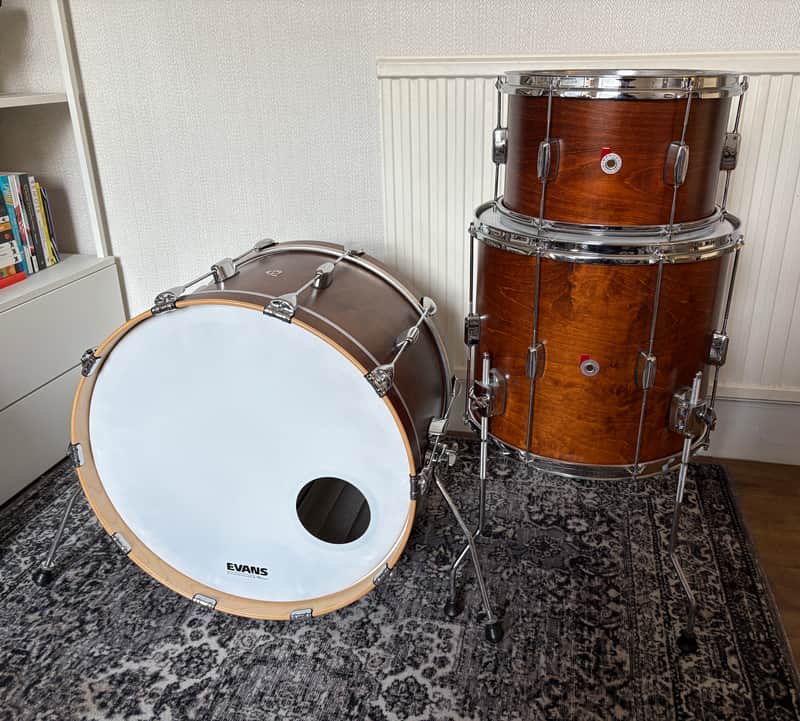Barton Drum Co Vintage Maple Shell Pack (22/13/16) in Mid Brown Stain image 1