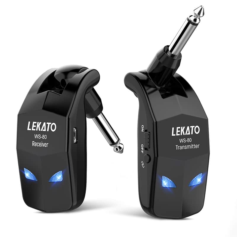 LEKATO WS-80 2.4GHz 4 Channels Wireless Transmitter Receiver System Rechargeable for Guitar Bass image 1