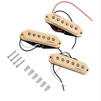 Cream Hot Texas Swamp Alnico V Single Coil Guitar Pickups Set for Stratocaster image 7