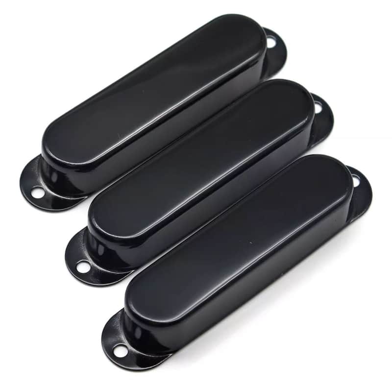 Stratocaster Metal Single Coil Pickup Covers (No Holes) - Black 3 Pcs image 1