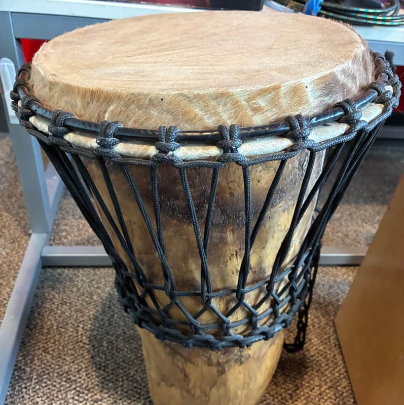Hand-Carved Rope-Tuned Djembe Drum w/ Natural Goatskin Head (West African Style) image 1