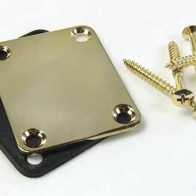 Neck Plate in Gold Plate / Screws and Gasket Free USA Shipping Blemished image 1